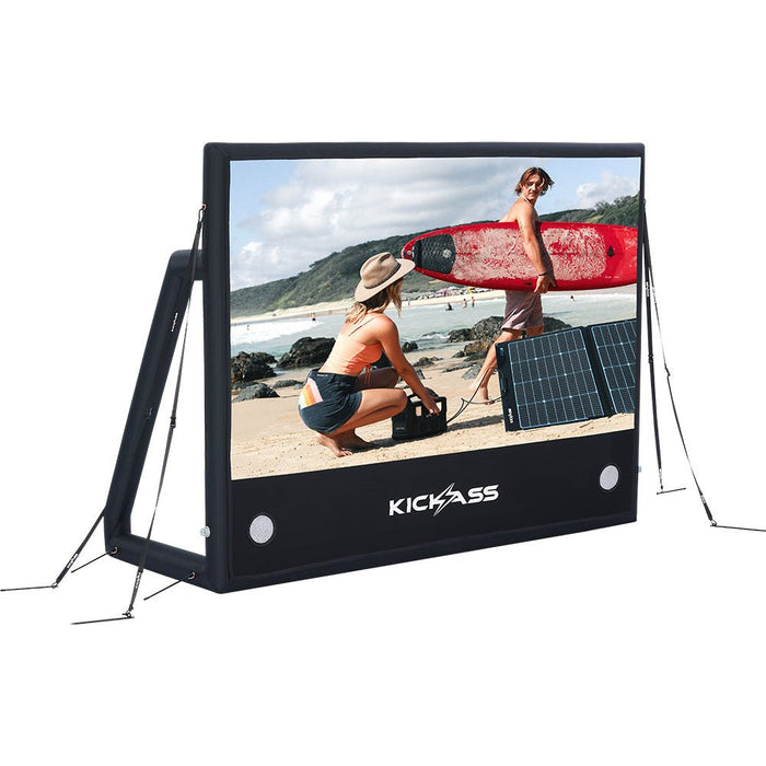 KickAss 120” Portable Outdoor Cinema Projection AirScreen, Inflatable Movie Screen for Camping & Backyard
