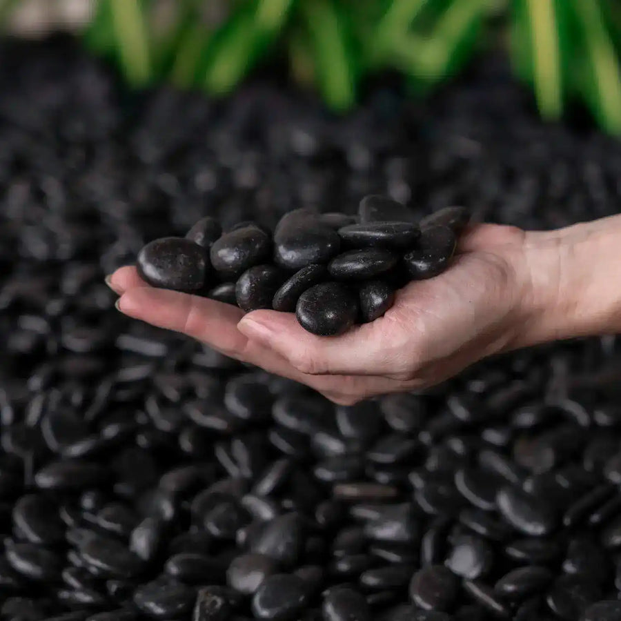 Black Polished Pebbles - 20kg - Kashmiri - Australian Landscape Supplies