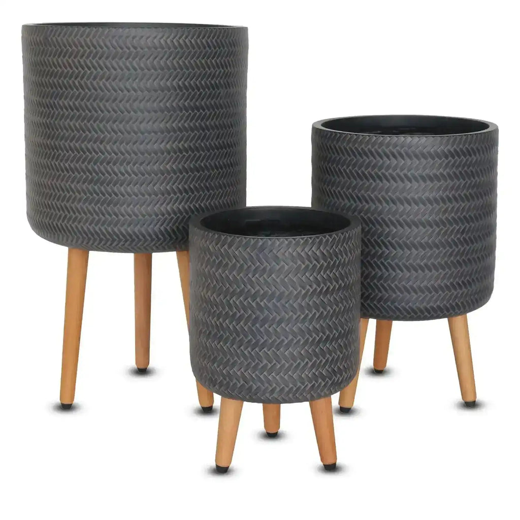 Bamboo Tripod Indoor Pot w Timber Legs - Java - Australian Landscape Supplies