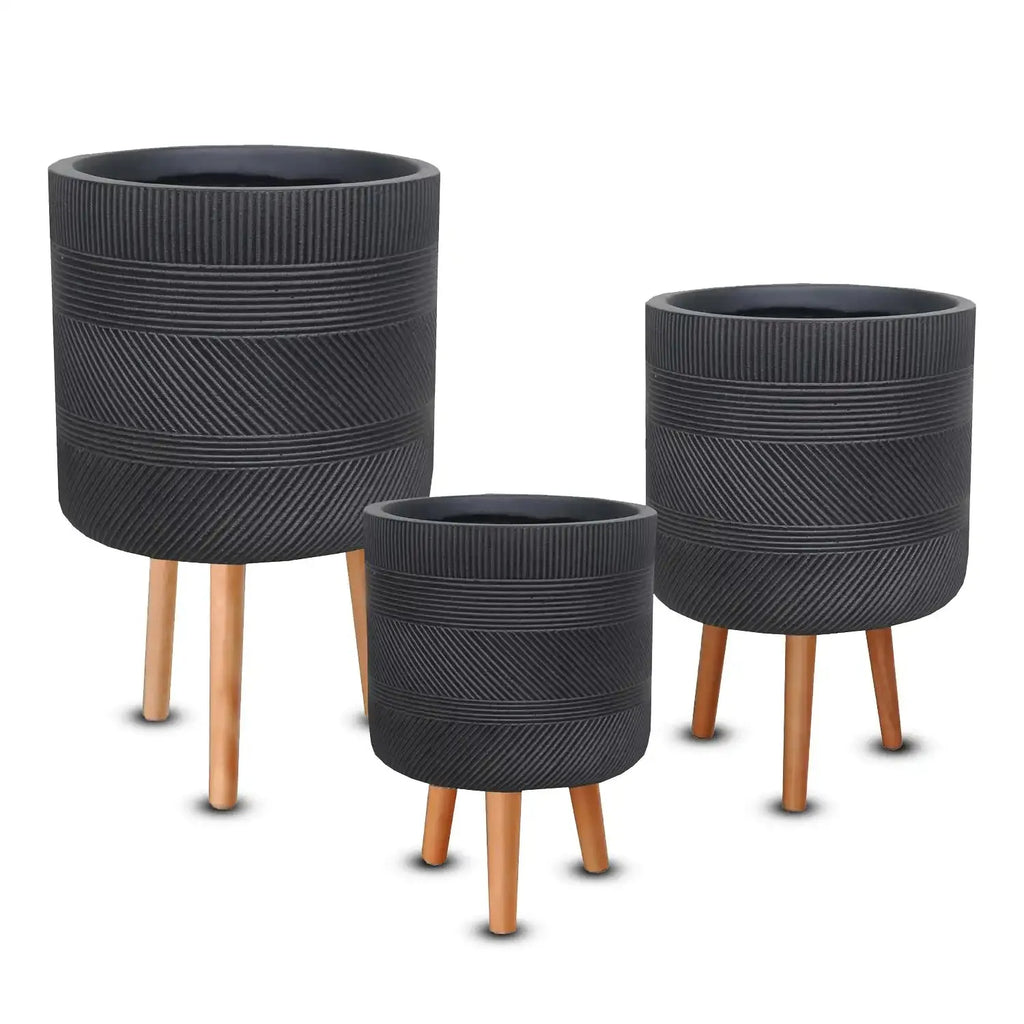 Winston Tripod Indoor Pot w Timber Legs - Australian Landscape Supplies