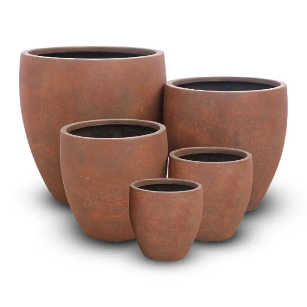Montague Lightweight Fibreglass Egg Pot - Rust - Australian Landscape Supplies