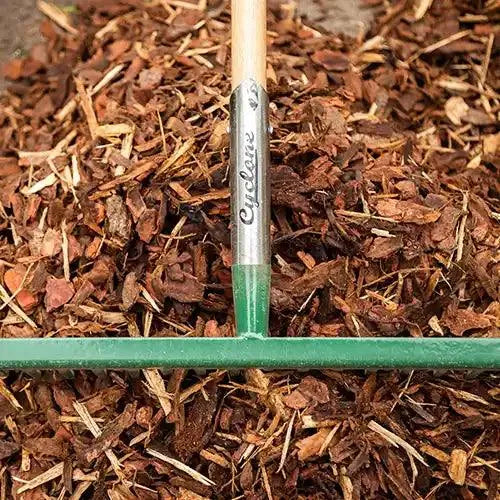 16 Tooth Timber Handle Rake head close up - Cyclone | Australian Landscape Supplies