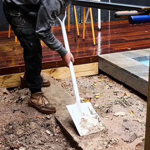 All-Steel Long Handle Concrete Shovel in use - Kelso | Australian Landscape Supplies