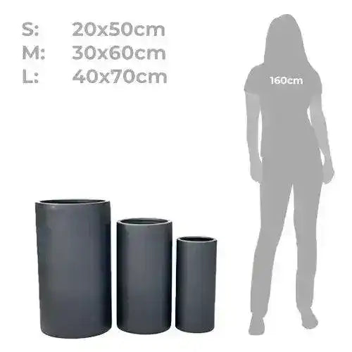 Saxon Cylinder Pot - Charcoal - Australian Landscape Supplies