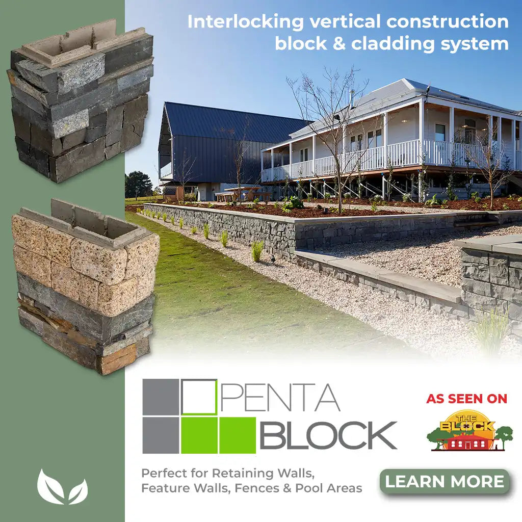 Pentablock modular brick system for retaining walls
