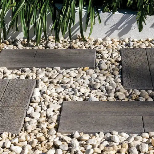 Blackbutt Timber Stepping Stones with Pebbles Concrete Paver for Landscaping and Gardens - Edenstone | Australian Landscape Supplies