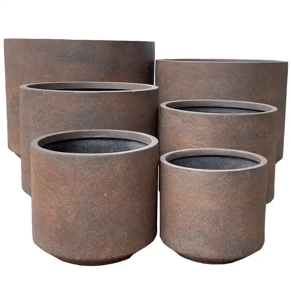 Fynn Lightweight Fibreglass Pot - Rust - Australian Landscape Supplies