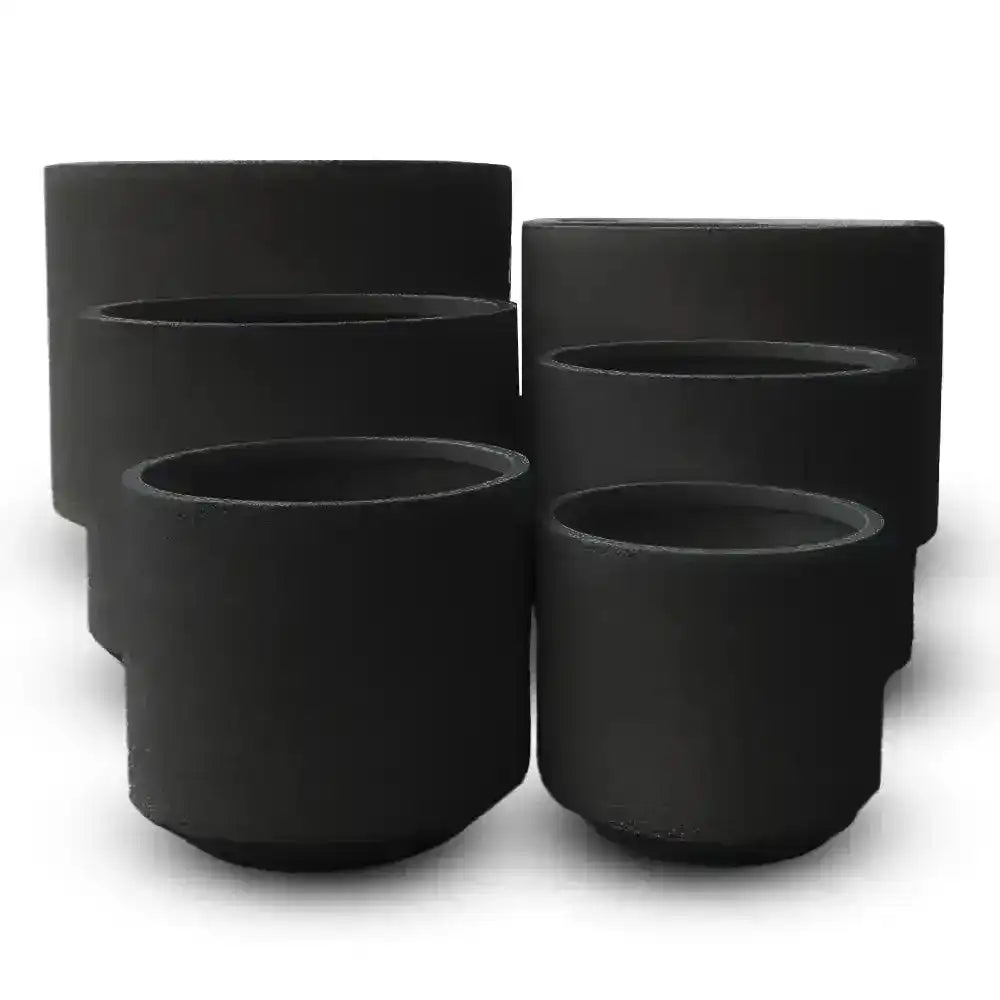 Fynn Lightweight Fibreglass Pot - Black - Australian Landscape Supplies
