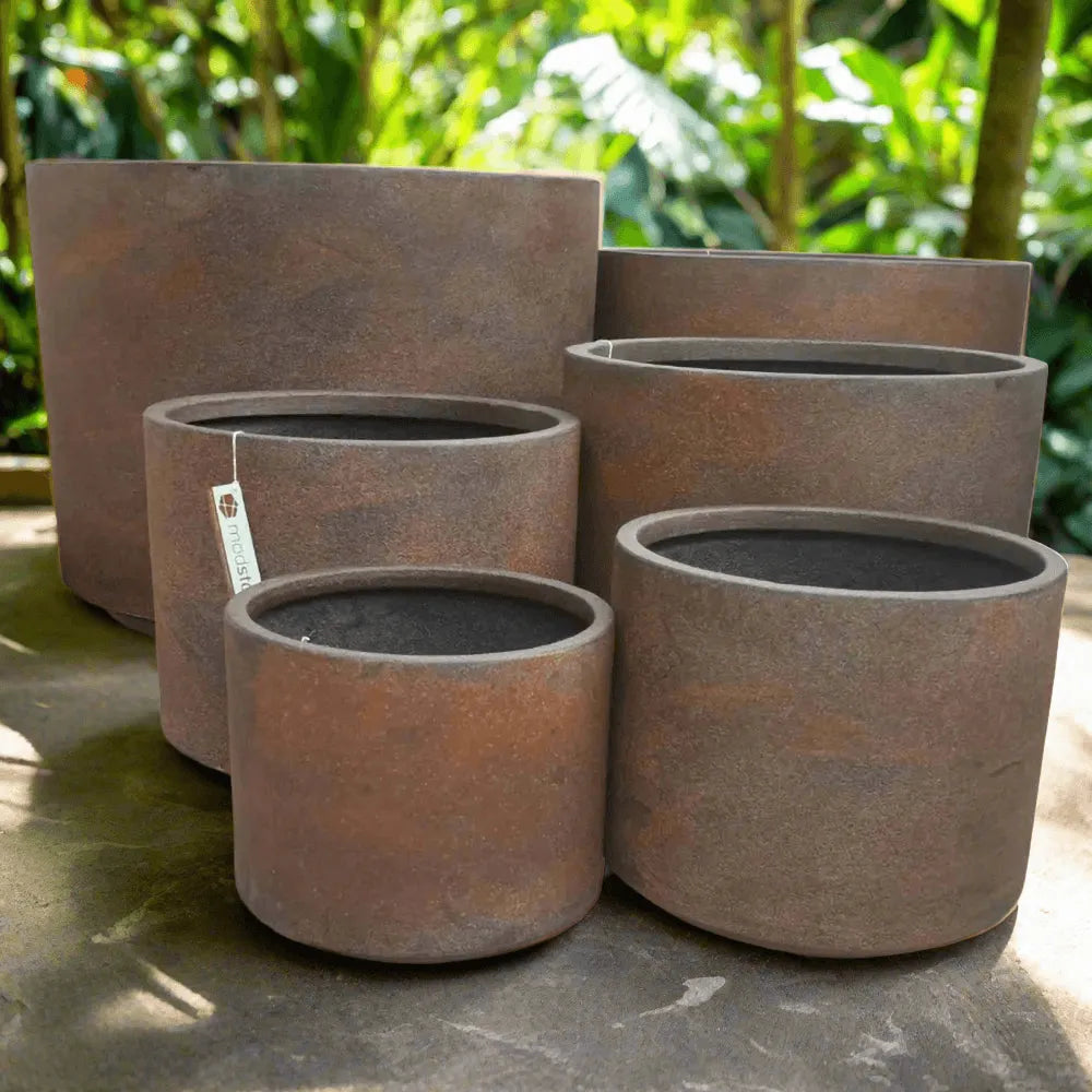 Fynn Lightweight Fibreglass Pot - Rust - Australian Landscape Supplies
