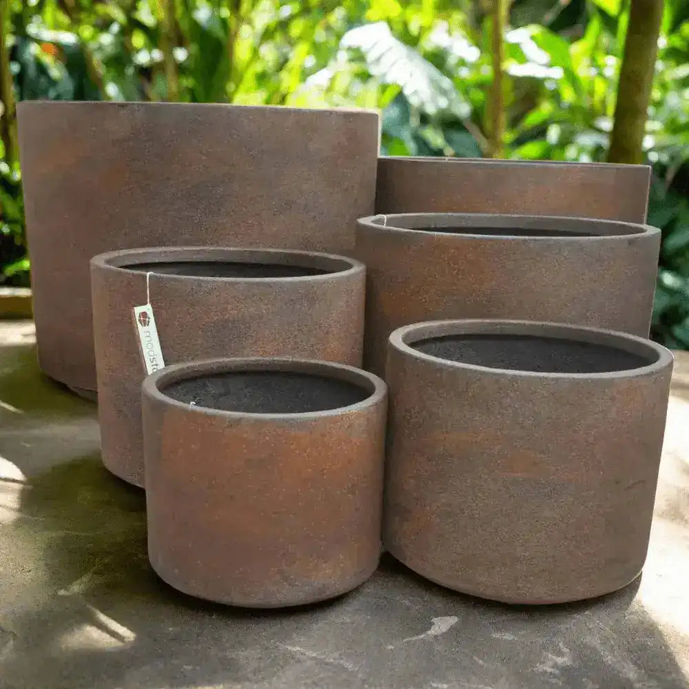 Fynn Lightweight Fibreglass Pot - Rust - Australian Landscape Supplies