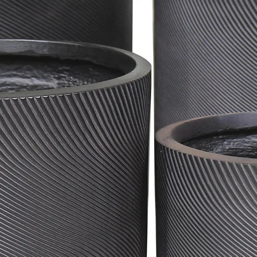 Helix Tapered Cylinder Pot - Black - Australian Landscape Supplies