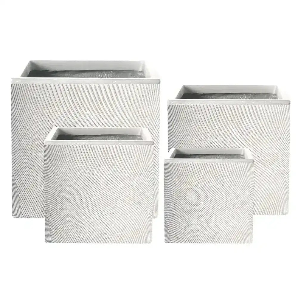 Helix Cube Pot - White - Australian Landscape Supplies