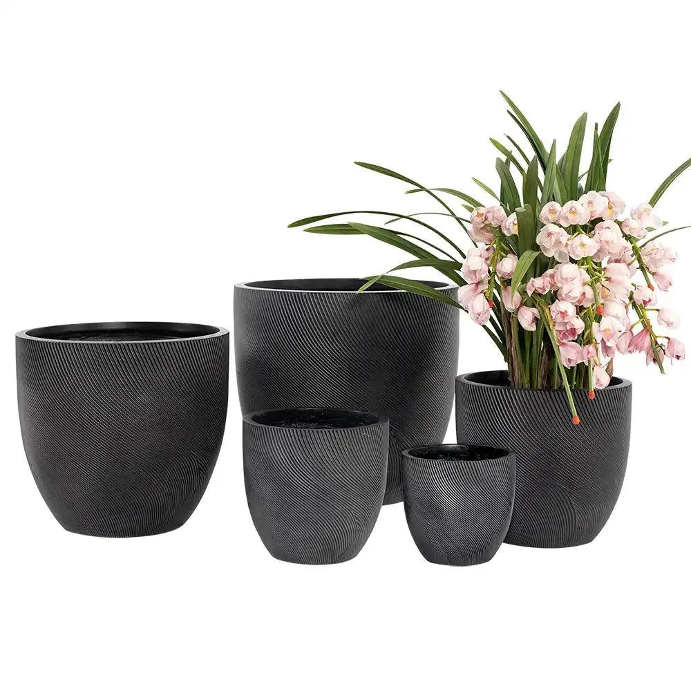 Helix Egg Pot - Black - Australian Landscape Supplies