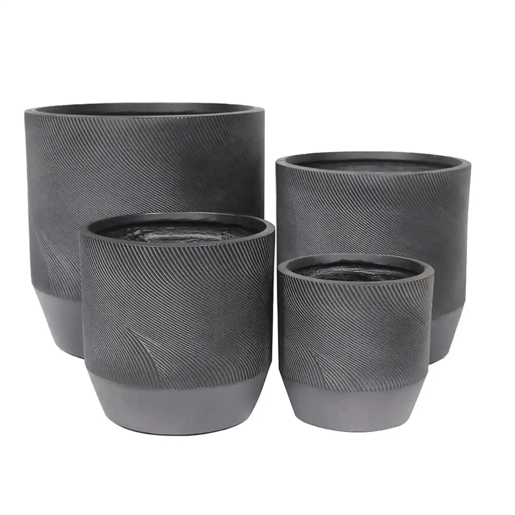 Helix Tapered Cylinder Pot - Black - Australian Landscape Supplies