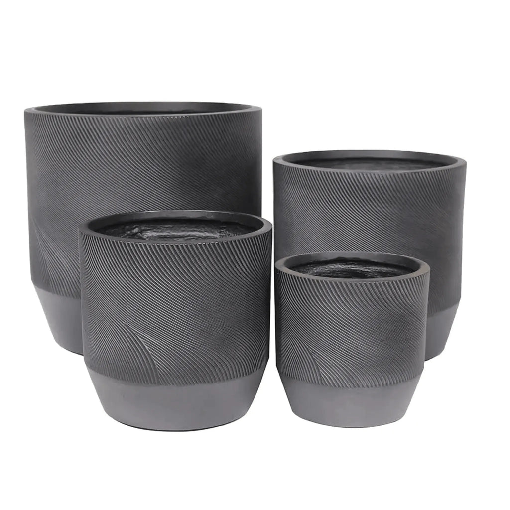 Helix Tapered Cylinder Pot - Black - Australian Landscape Supplies