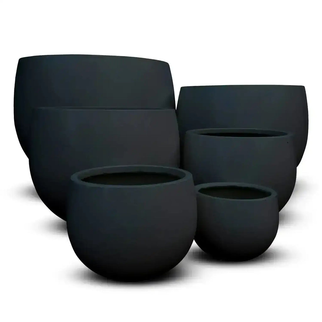 MEGA Belly Lightweight Fibreglass Pot - Black - Australian Landscape Supplies