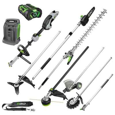 EGO POWER+ 56V Brushless Multi-Tool Power Head with Carbon Fibre Shaft 7pce Attachment KIT