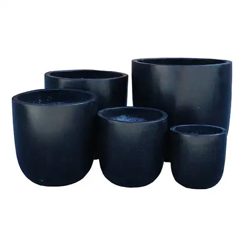 Lightweight Fibreglass Cement Lite U Pot - Black Terrazzo Available from Australian Landscape Supplies