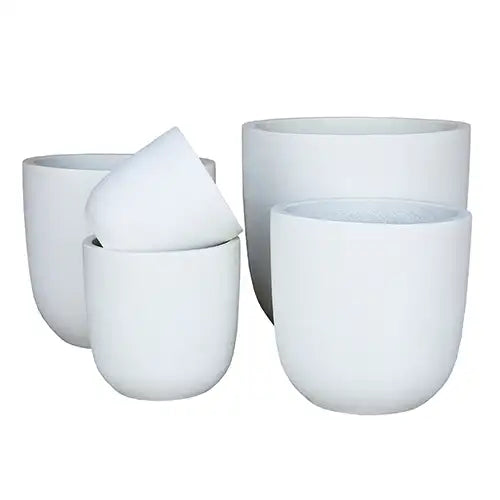 Lightweight Fibreglass Cement Lite U Pot - White Available in Australian Landscape Supplies