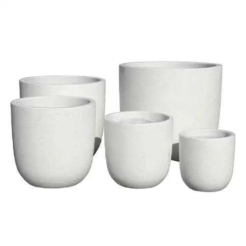 Lightweight Fibreglass Cement Lite U Pot - White Terrazzo Available from Australian Landscape Supplies