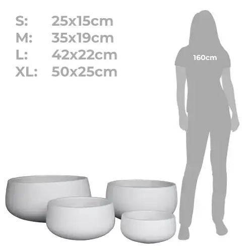 Lightweight Fibreglass Cement Lite Bowl Pot - White | Available from Australian Landscape Supplies Comp Sheet