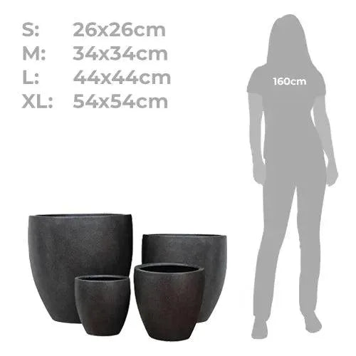 Montague Lightweight Fibreglass Egg Pot - Black Stone - Australian Landscape Supplies