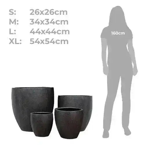 Montague Lightweight Fibreglass Egg Pot - Black Stone - Australian Landscape Supplies