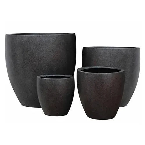 Montague Lightweight Fibreglass Egg Pot - Black Pebble - Australian Landscape Supplies