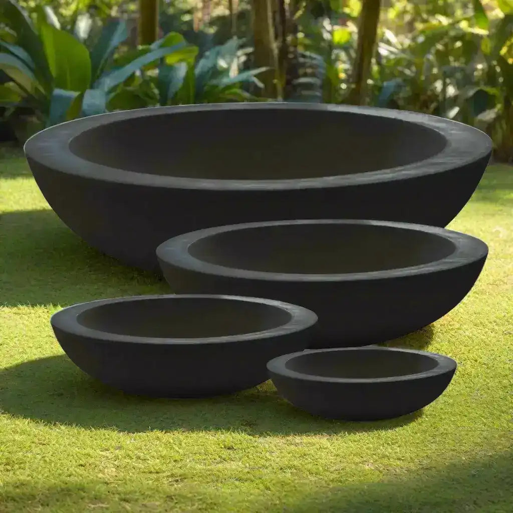 Montague Lightweight Fibreglass Bowl - Black - Australian Landscape Supplies