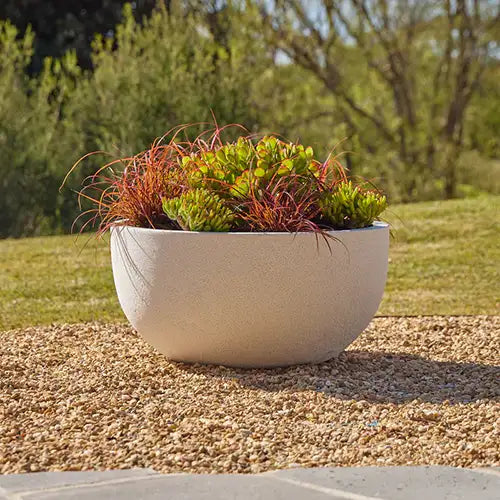 Lightweight Fibreglass Chambers Bowl Pot Medium - White Available from Australian Landscape Supplies