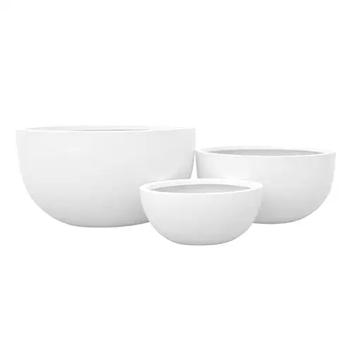 Lightweight Fibreglass Chambers Bowl Pot - White Available from Australian Landscape Supplies