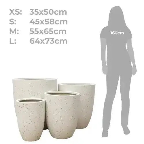 Chambers Lightweight Fibreglass U Pot - Sea White Terrazzo - Australian Landscape Supplies