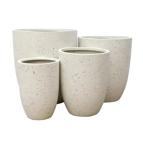 Lightweight Fibreglass Chambers U Pot - White Terrazzo Available from Australian Landscape Supplies