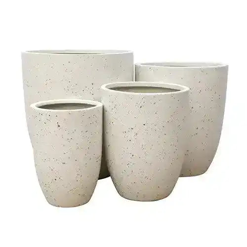 Chambers Lightweight Fibreglass U Pot - Sea White Terrazzo - Australian Landscape Supplies