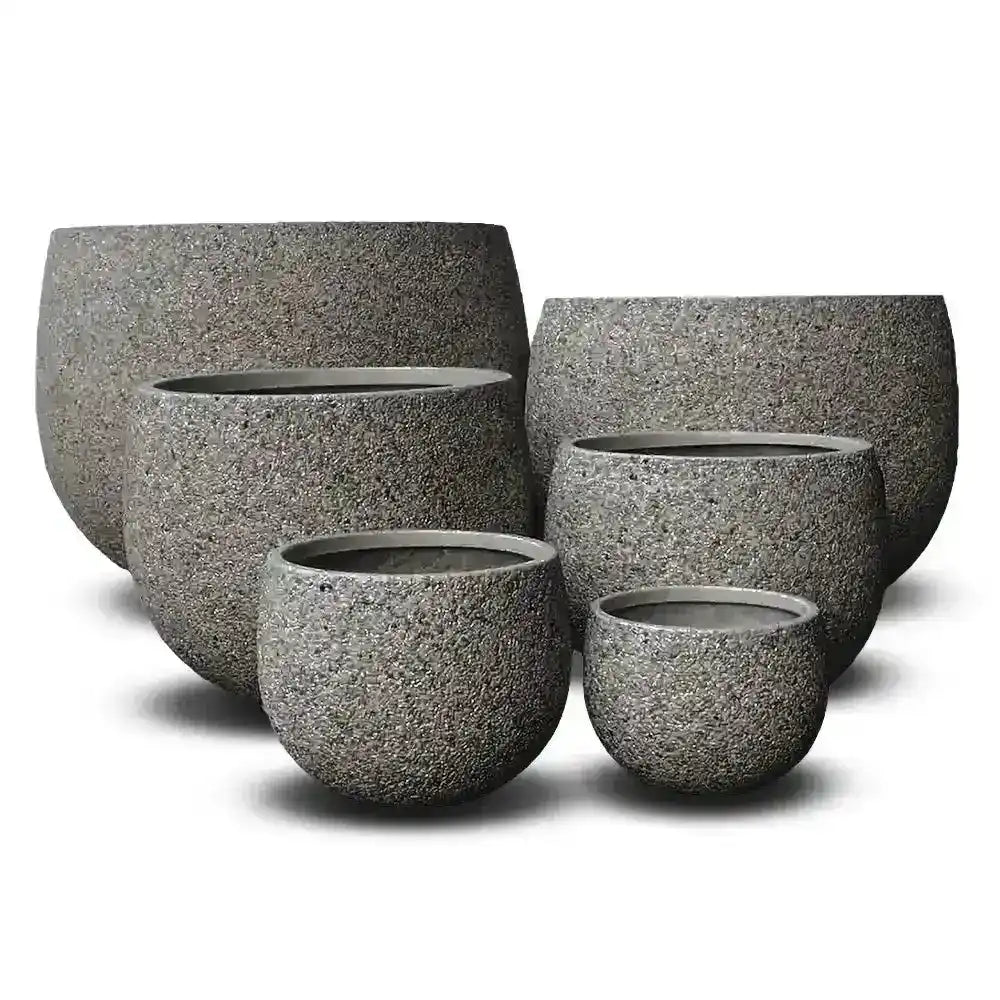 MEGA Belly Lightweight Fibreglass Pot - Dark Grey Pebble - Australian Landscape Supplies