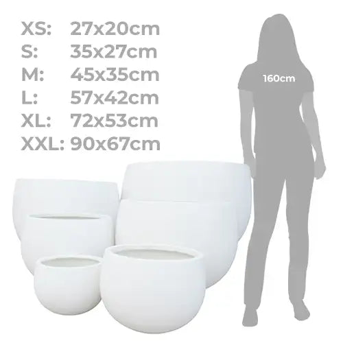 Lightweight Fibreglass MEGA Belly Pot - White set of 6 Comp Sheet