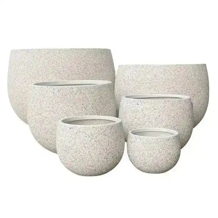 MEGA Belly Lightweight Fibreglass Pot - White Pebble - Australian Landscape Supplies