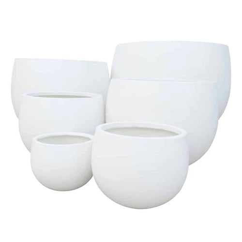 Lightweight Fibreglass MEGA Belly Pot - White set of 6