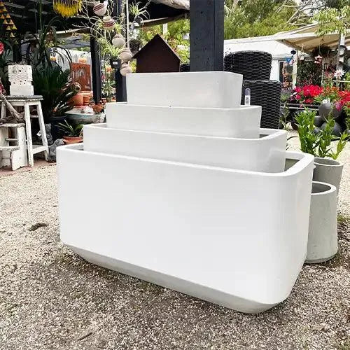 Lightweight Fibreglass Grayson Trough - White Available from Australian Landscape Supplies