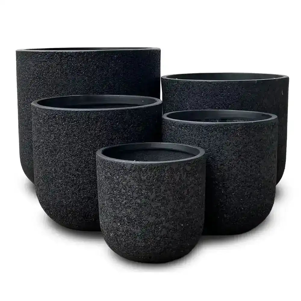 Ellie Lightweight Fibreglass Pot - Black Pebble - Australian Landscape Supplies
