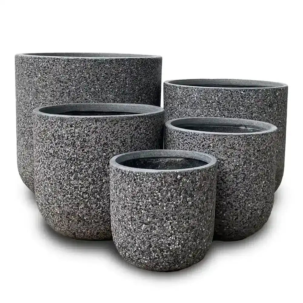 Ellie Lightweight Fibreglass Pot - Dark Grey Pebble - Australian Landscape Supplies