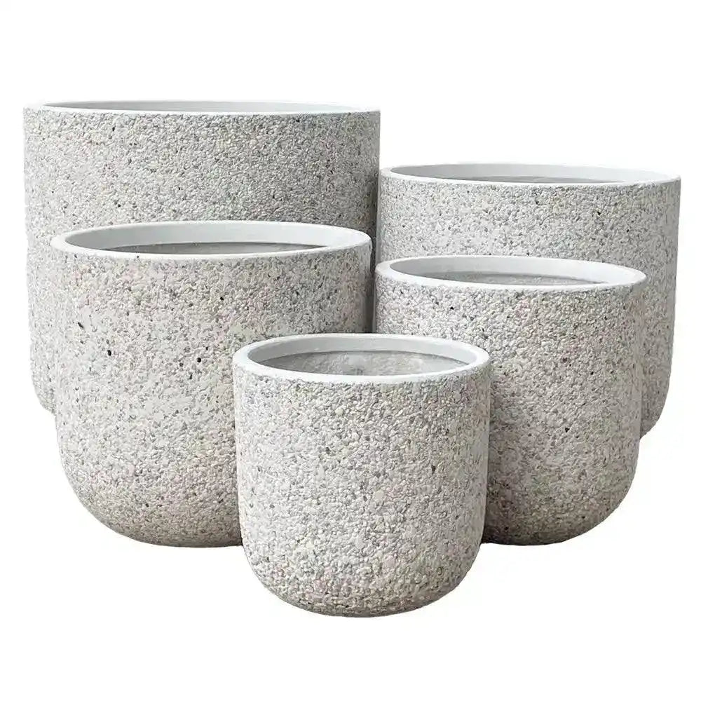 Ellie Lightweight Fibreglass Pot - White Pebble - Australian Landscape Supplies