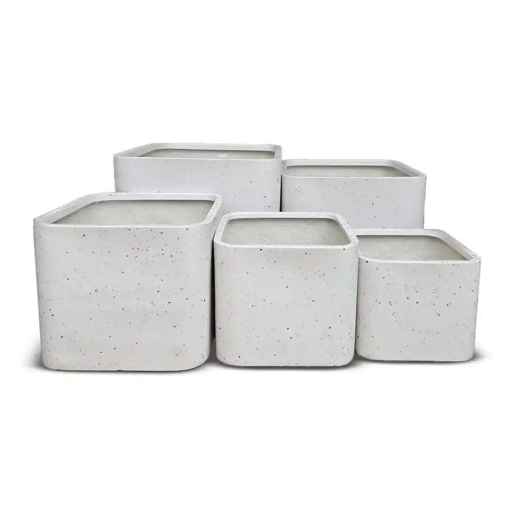 Firenze Square Pot - Sea White Terrazzo - Australian Landscape Supplies