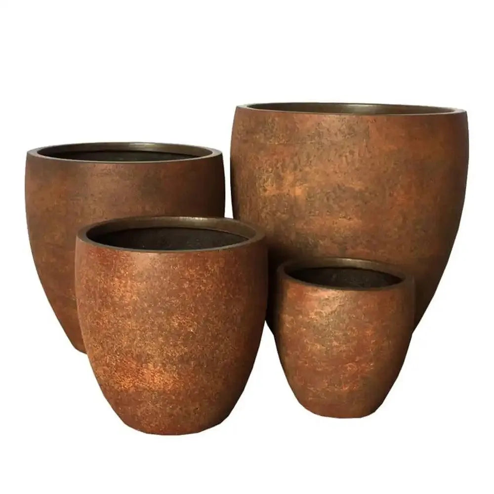 Montague Lightweight Fibreglass Egg Pot - Rust - Australian Landscape Supplies