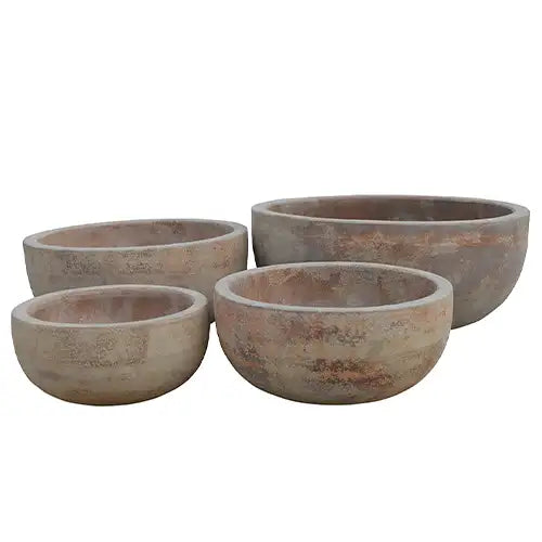 Palermo Low Bowl Pot - Rustic Patina Available from Australian Landscape Supplies
