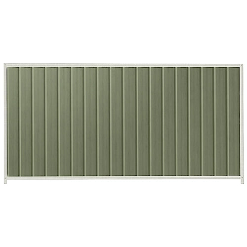 PermaSteel Colorbond Fence Kit in the size of 2.35m x 1.5m with Mist Green Infill and Off White Frame | Available at Australian Landscape Supplies