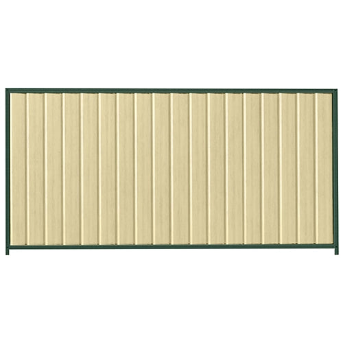 PermaSteel Colorbond Fence Kit in the size of 2.35m x 1.5m with Primrose Infill and Caulfield Green Frame | Available at Australian Landscape Supplies