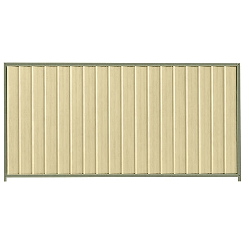 PermaSteel Colorbond Fence Kit in the size of 2.35m x 1.5m with Primrose Infill and Mist Green Frame | Available at Australian Landscape Supplies