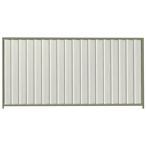 PermaSteel Colorbond Fence Kit in the size of 2.35m x 1.5m with Off White Infill and Mist Green Frame | Available at Australian Landscape Supplies