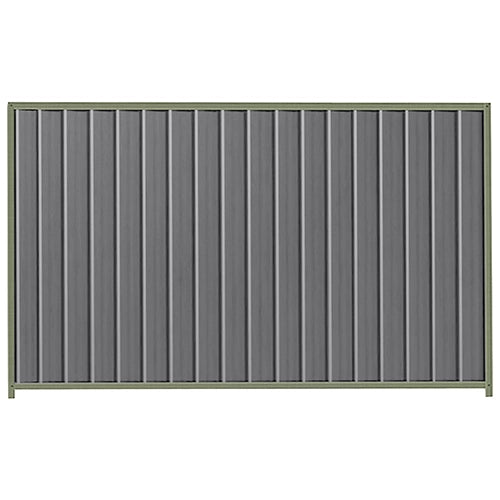 PermaSteel Colorbond Fence Kit in the size of 2.35m x 1.8m with Basalt Infill and Mist Green Frame | Available at Australian Landscape Supplies